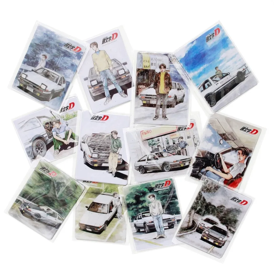 頭文字Dのアニメのイラストが描かれたカードの集合写真です。