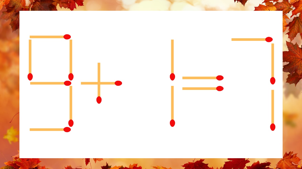 【マッチ棒クイズ】1本だけ動かして正しい式に：9＋1＝7？の画像