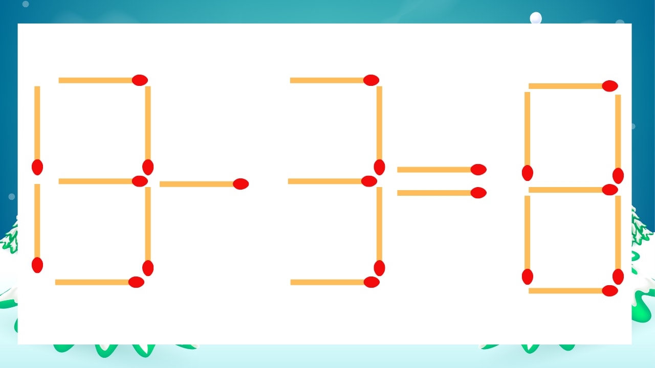 【マッチ棒クイズ】1本だけ動かして正しい式に：13-3=8？
