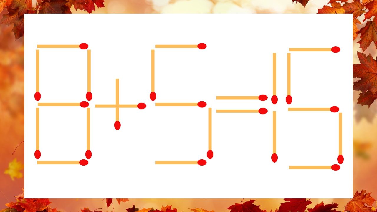 【マッチ棒クイズ】1本だけ動かして正しい式に:8+5=15?の画像