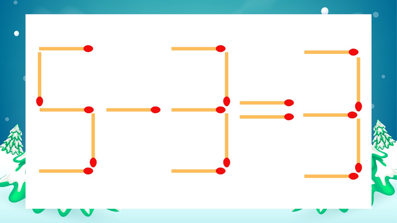 【マッチ棒クイズ】1本だけ動かして正しい式に：5-3=3？