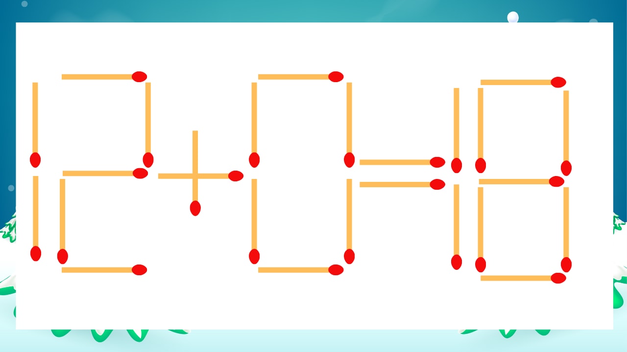 【マッチ棒クイズ】1本だけ動かして正しい式に：12+0=18？