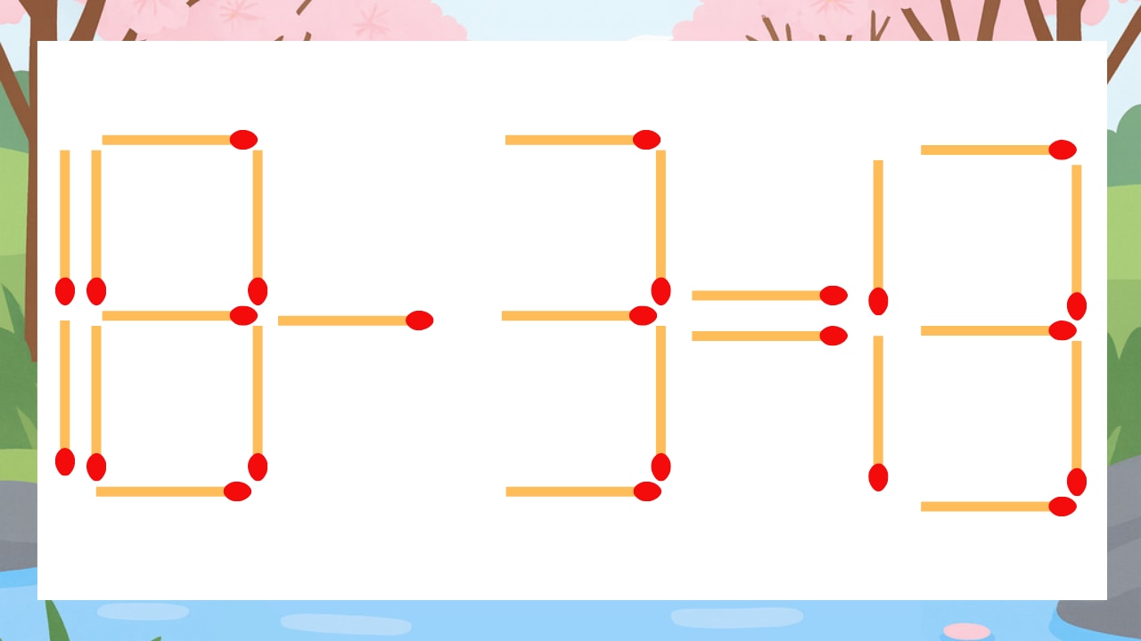 【マッチ棒クイズ】1本だけ動かして正しい式に:18-3=13?の画像