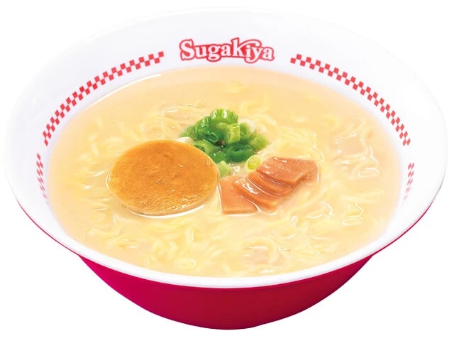 東海地区を中心に出店するラーメンチェーン「スガキヤ」の和風とんこつラーメンを完全再現！　写真は「スガキヤ」のラーメンではなく、カップ麺をスガキヤのどんぶりに盛り付けたもの