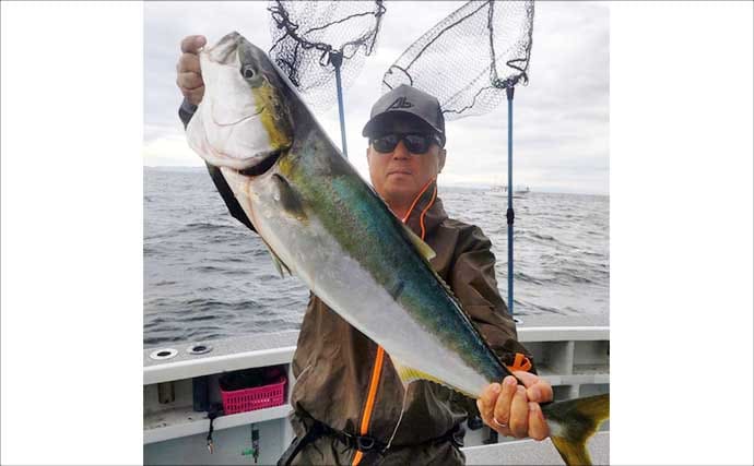 【沖のルアー釣果速報】持ち上がらないほどの重量感!ジギング船で7kg超えブリ手中に歓喜(愛知)