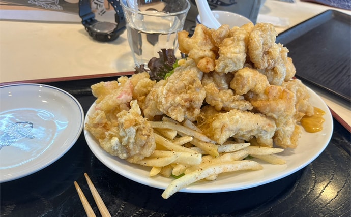 陸っぱり遠征釣行でレアなゲスト魚含む11魚種と対面【大分】 名物「とり天」も堪能