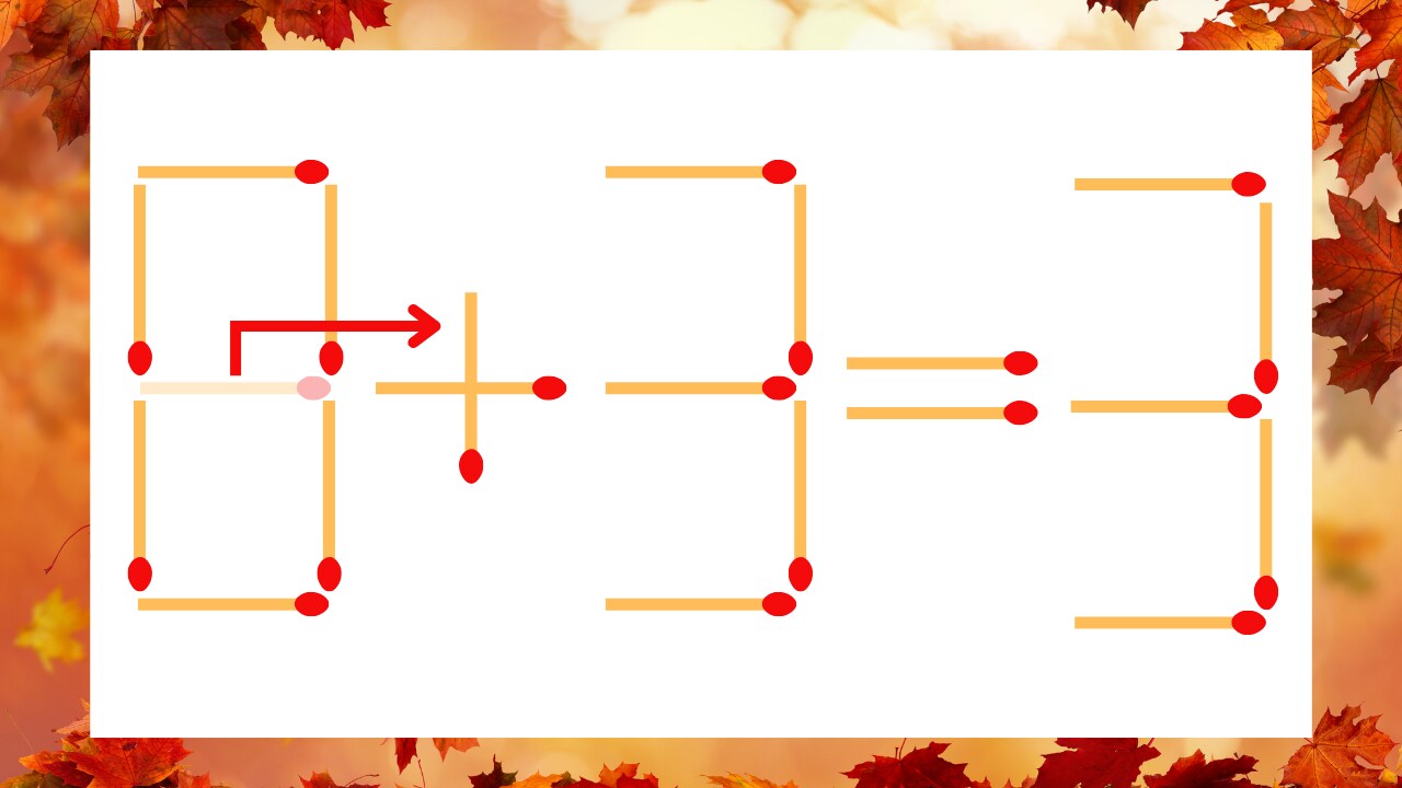 【マッチ棒クイズ】1本だけ動かして正しい式に：8-3=3？の正解画像