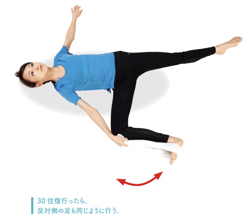 股関節ゆるめ 外旋・膝曲げ伸ばし ストレッチ体操のやり方 手順2【背骨コンディショニング】