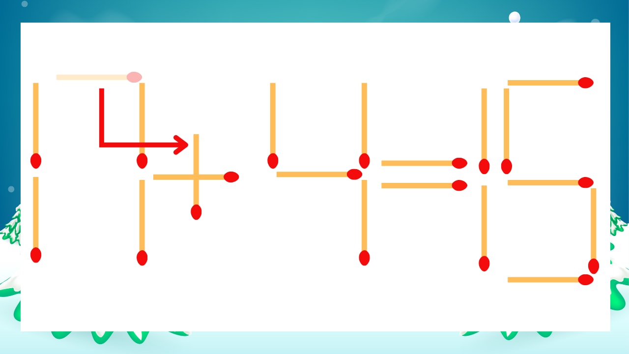 【マッチ棒クイズ】1本だけ動かして正しい式に：17-4=15？の正解画像