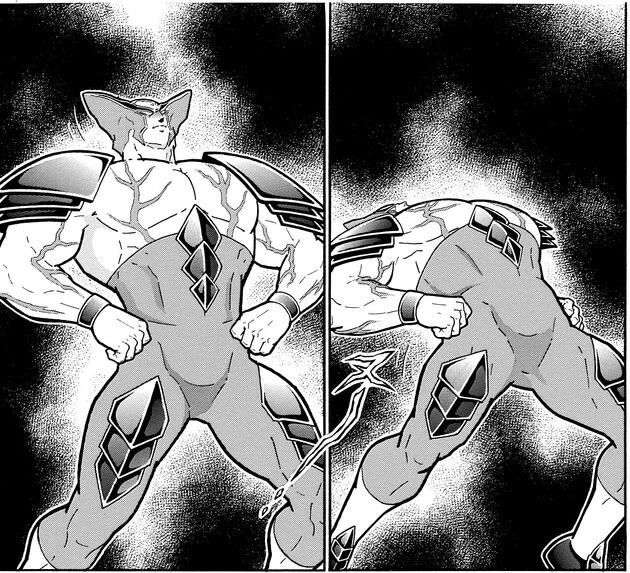 無言のまま上体を起こすジャスティスマン。恐ろしいほどの強者感が漂う...!