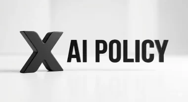Xのロゴと「AI POLICY」のテキストを組み合わせたアイキャッチ画像