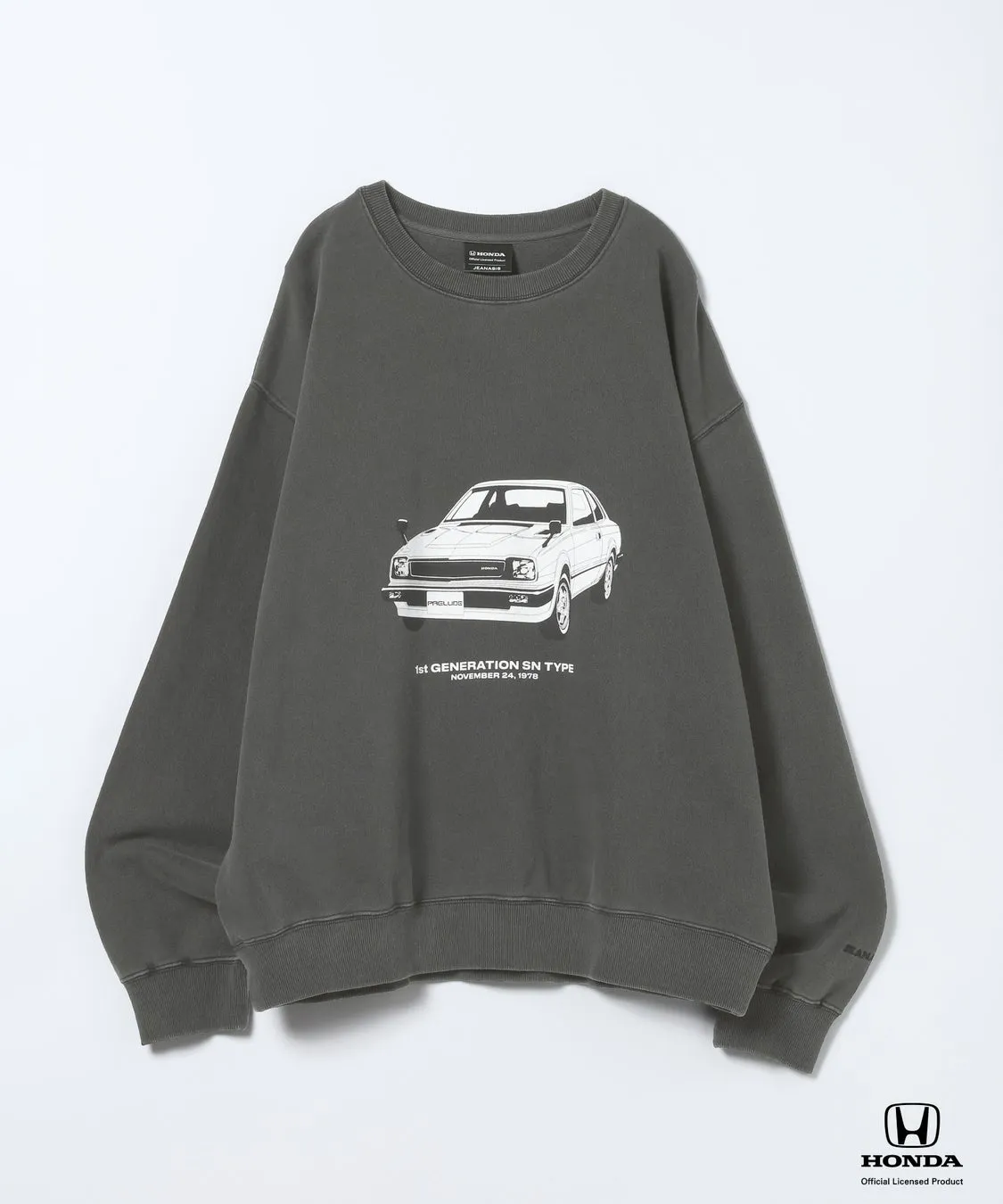 初代ホンダ プレリュードのイラスト入りグレーのスウェットシャツ