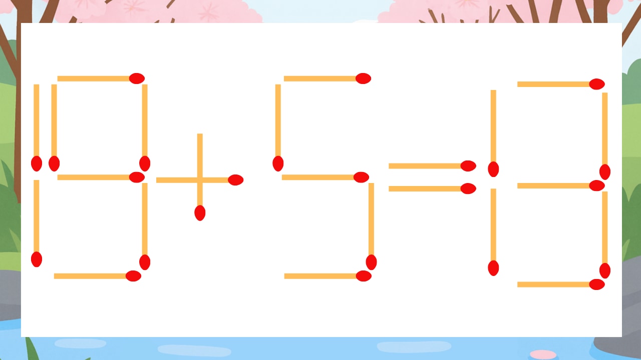 【マッチ棒クイズ】1本だけ動かして正しい式に:19+5=13?の画像