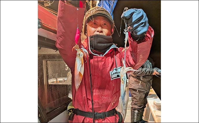 「ツツイカ3種そろい踏み！」イカメタルゲームでヤリイカ・アカイカ・スルメイカ手中【三重・錦沖】