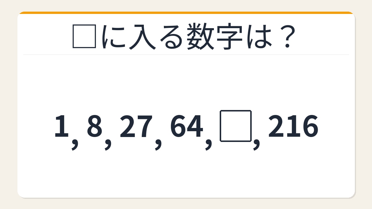 【数列クイズ】立方数列の法則！□に入る数字は？の画像