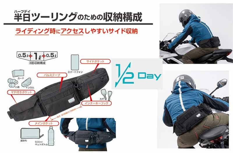 タナックスから半日ツーリング用「ハーフボディバッグシリーズ」が登場! 記事2