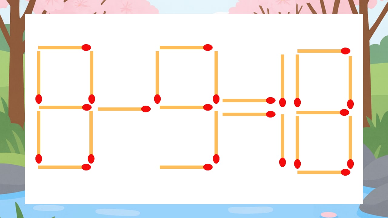 【マッチ棒クイズ】1本だけ動かして正しい式に：8-9=18？の画像