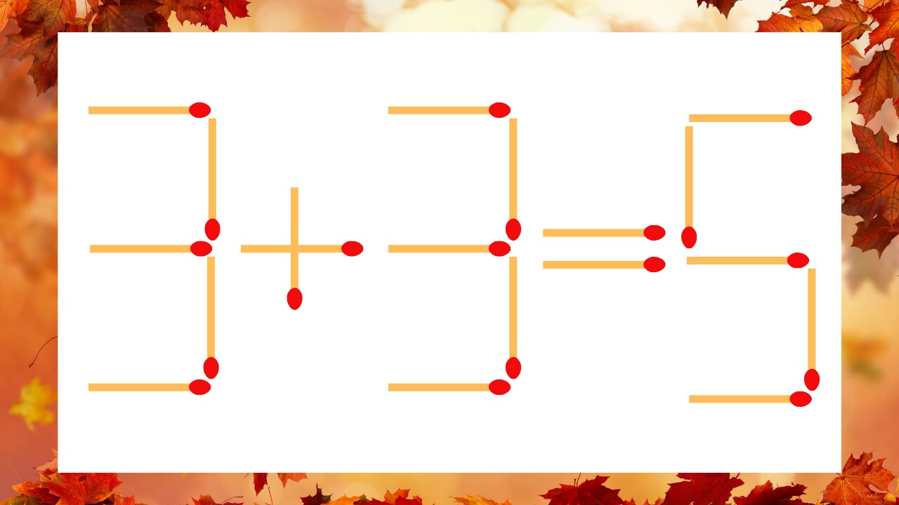【マッチ棒クイズ】1本だけ動かして正しい式に：3+3=5？の画像