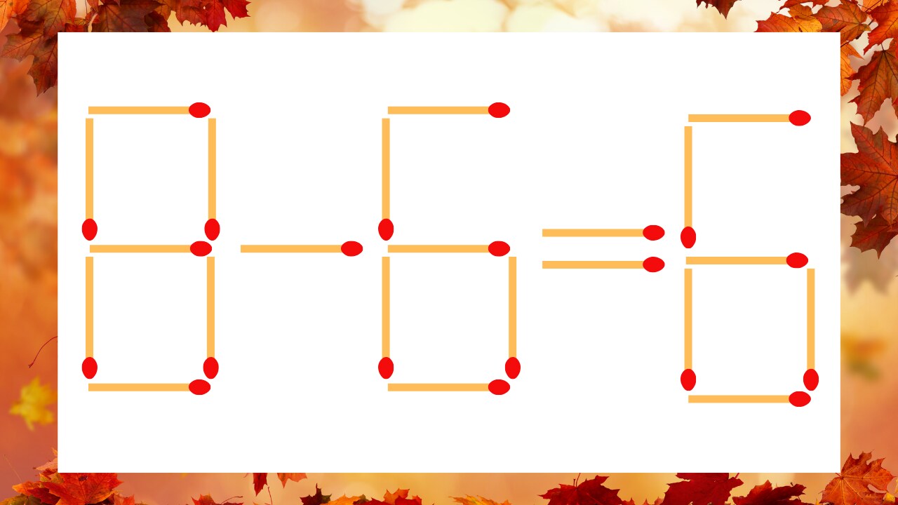 【マッチ棒クイズ】1本だけ動かして正しい式に：8-6=6？の画像