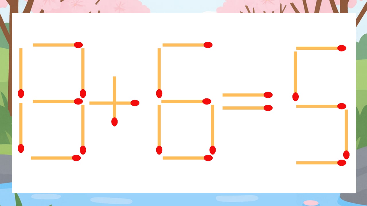 【マッチ棒クイズ】1本だけ動かして正しい式に：13+6=5？の画像