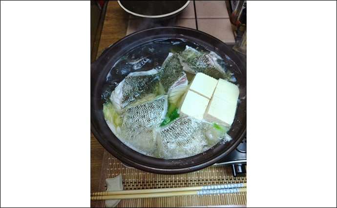 「贅沢すぎる釣り魚鍋になっちゃった！」 食材確保のロックゲームでクエにチャイロマルハタ手中