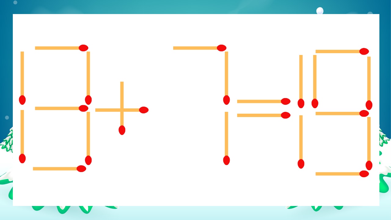 【マッチ棒クイズ】1本だけ動かして正しい式に：13+7=19？の画像