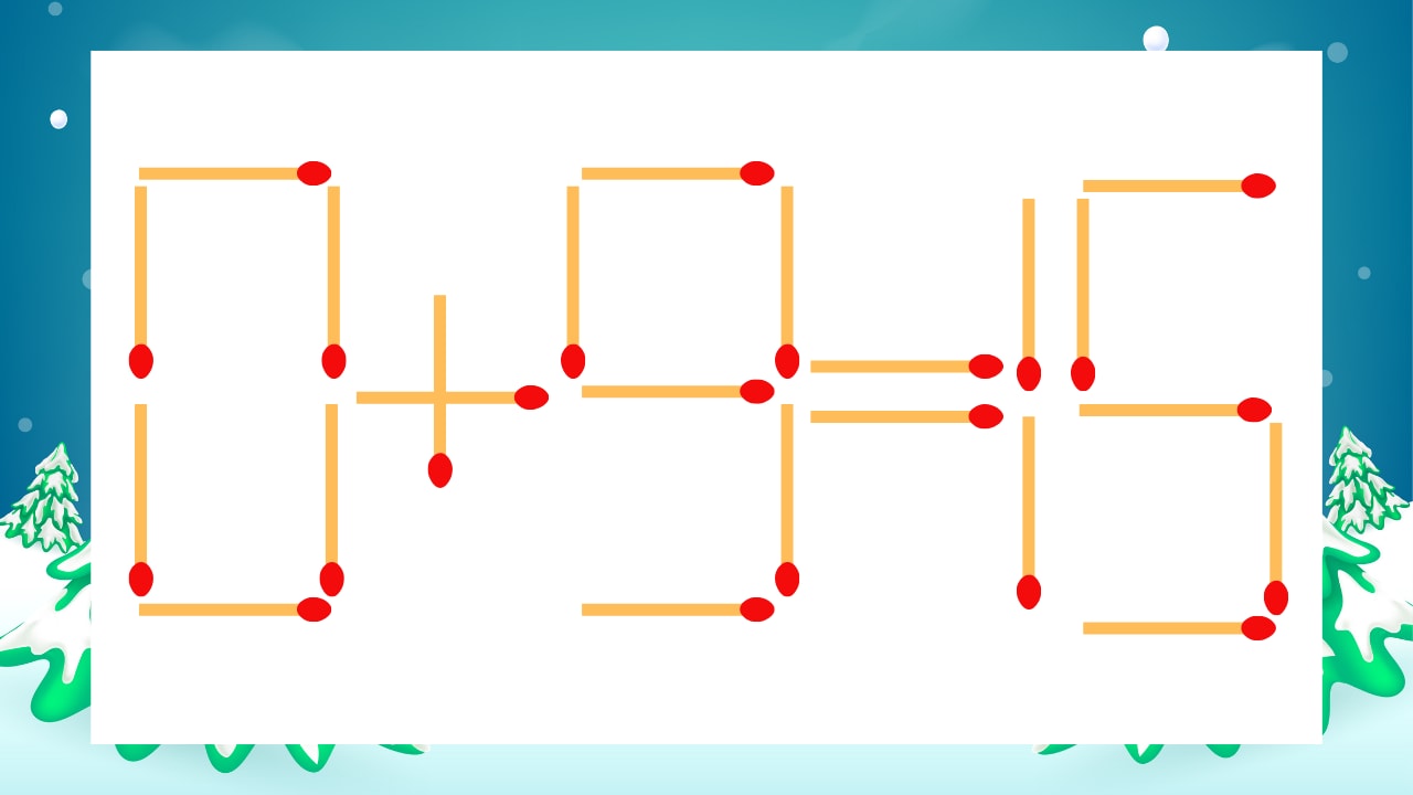 【マッチ棒クイズ】1本だけ動かして正しい式に:0+9=15?
