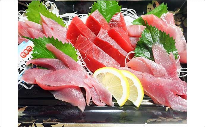 手こぎボートでのコマセ釣りでヒラソウダにゴマサバをキャッチ【沼津・丸高水産】