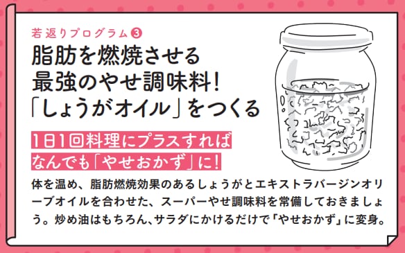 若返りプログラム③　脂肪を燃焼させる最強のやせ調味料！「しょうがオイル」をつくる【1週間で勝手に-10歳若返る体になるすごい方法】