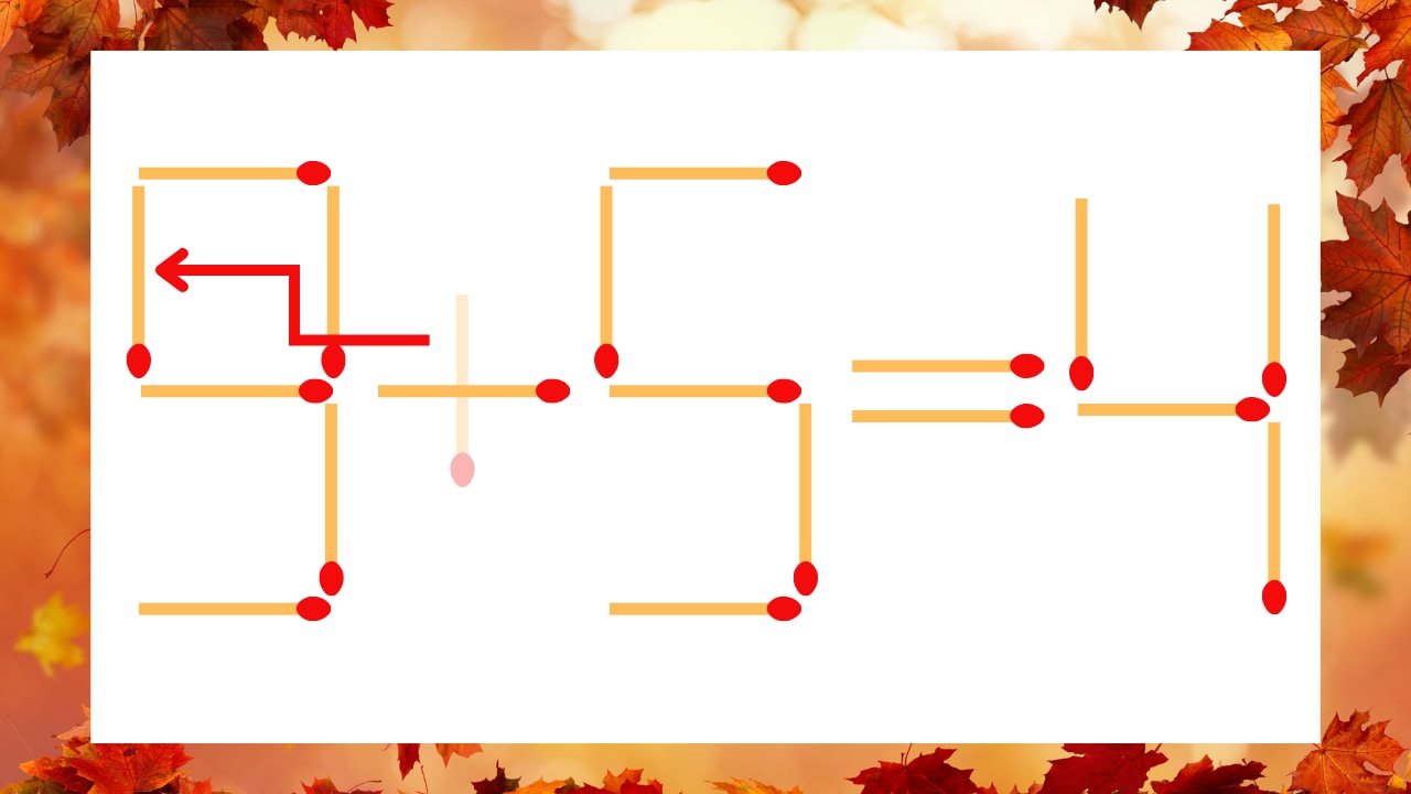 【マッチ棒クイズ】1本だけ動かして正しい式に：3+5=4？の正解画像