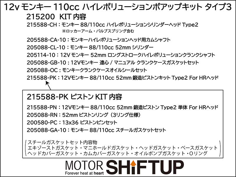 モンキー50／スーパーカブ50などに適合する「ハイレボリューションキットタイプ3」がシフトアップから発売！ 記事11