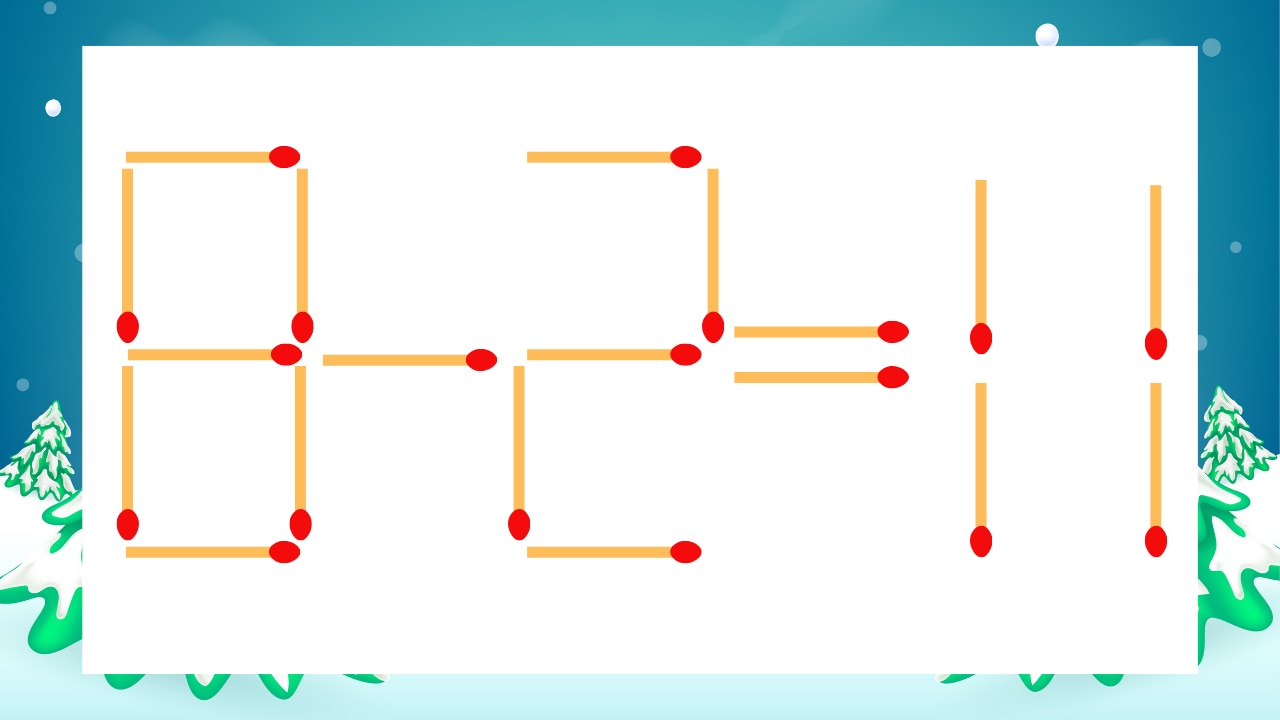 【マッチ棒クイズ】1本だけ動かして正しい式に:8-2=11?