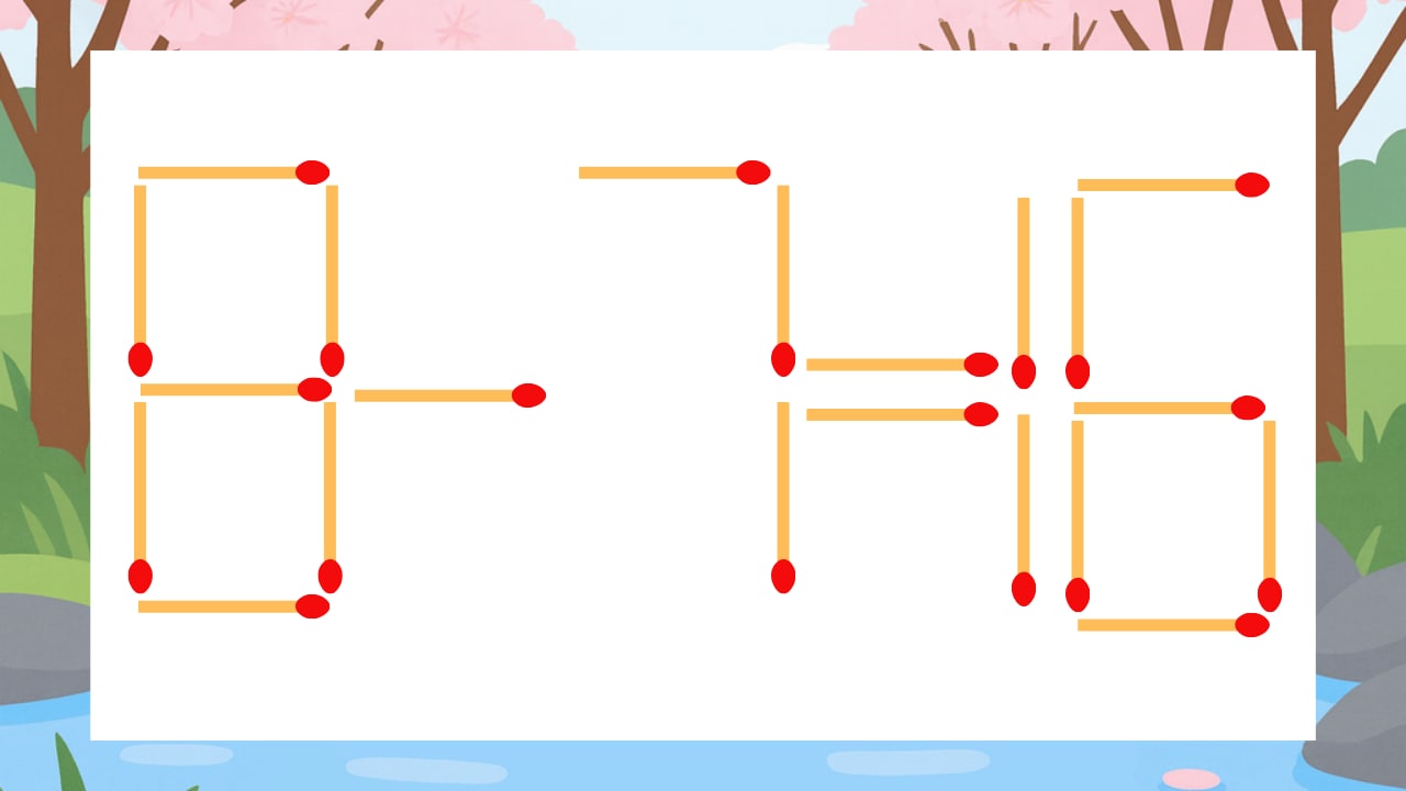 【マッチ棒クイズ】1本だけ動かして正しい式に:8-7=16?の画像