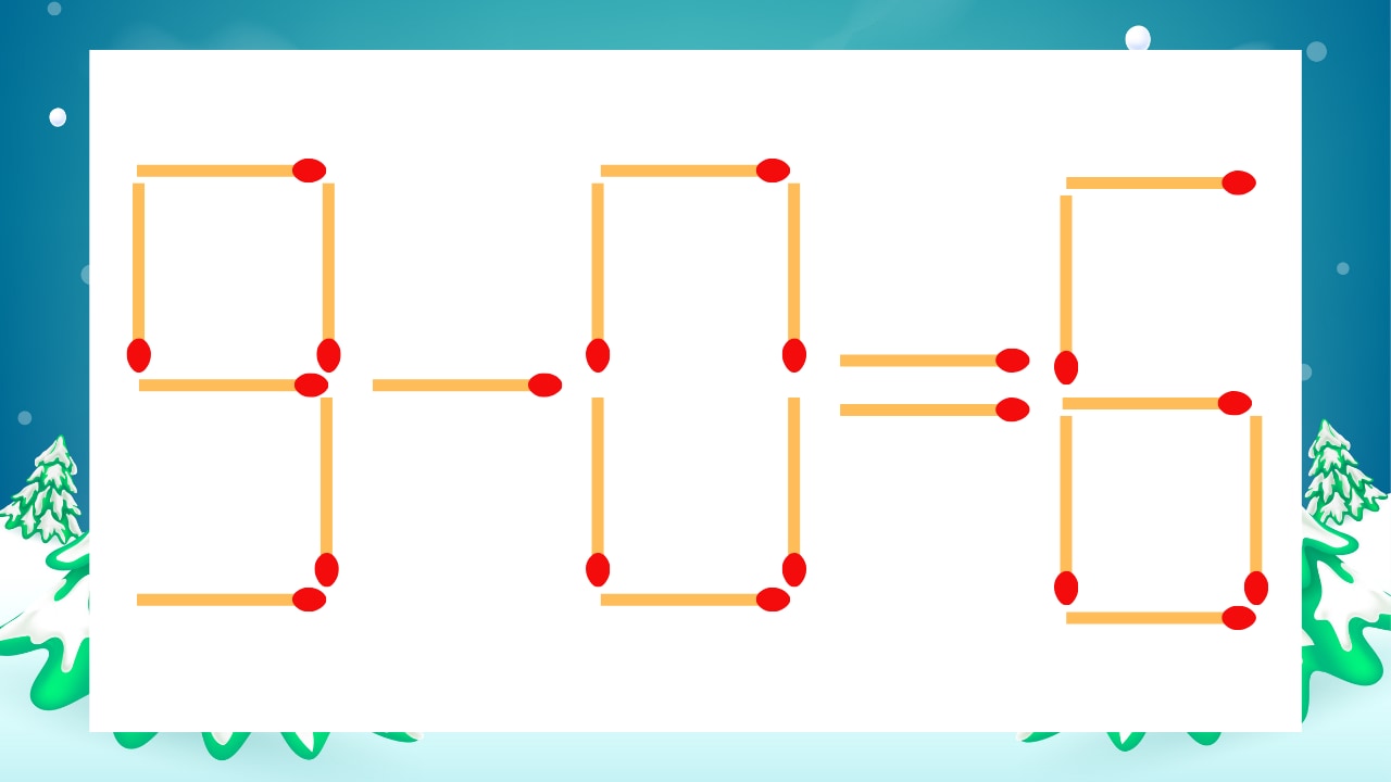 【マッチ棒クイズ】1本だけ動かして正しい式に：9-0=6？