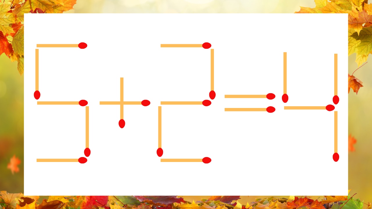 【マッチ棒クイズ】1本だけ動かして正しい式に：5＋2＝4？の画像