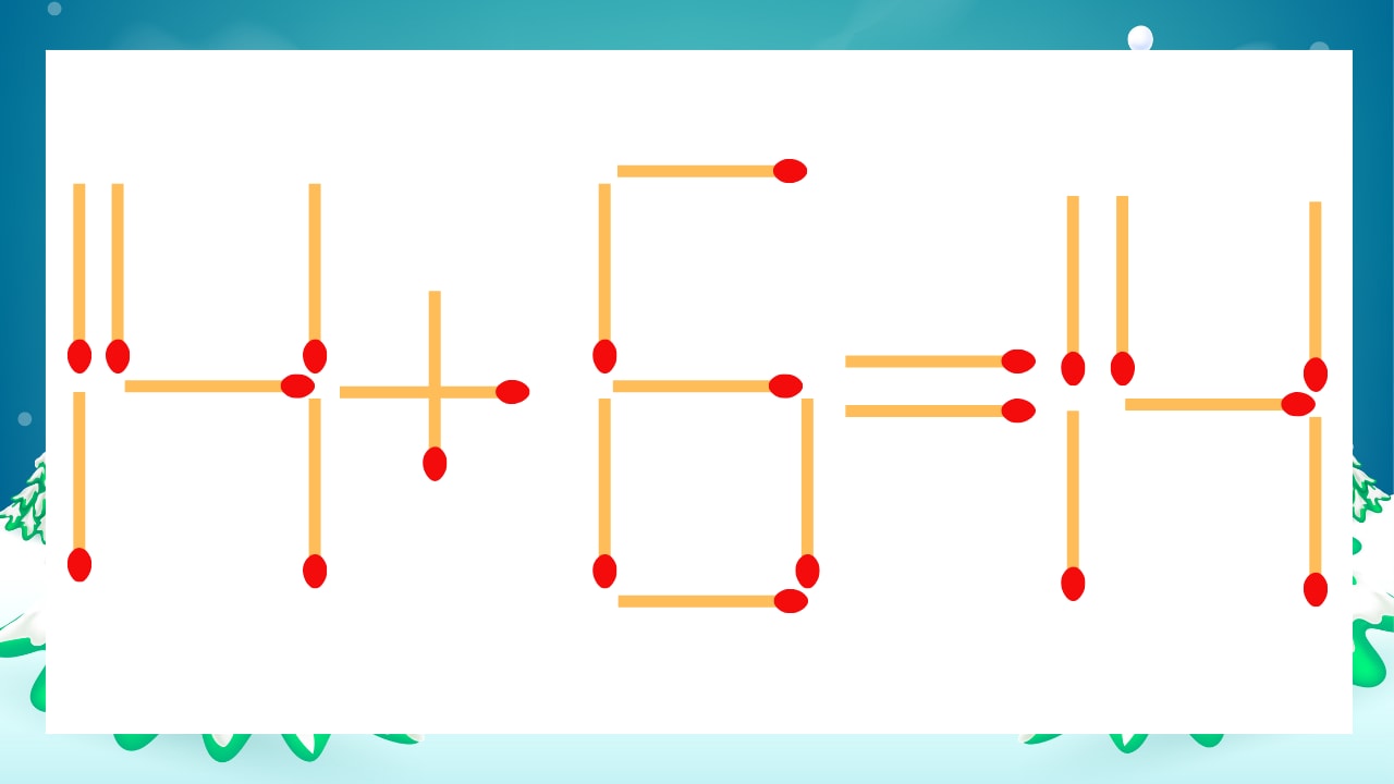 【マッチ棒クイズ】1本だけ動かして正しい式に：14+6=14？の画像