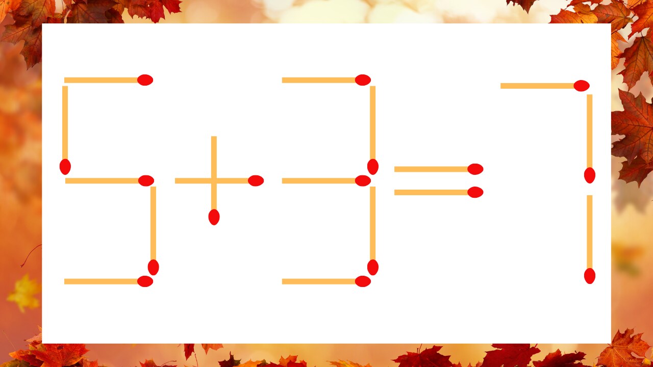 【マッチ棒クイズ】1本だけ動かして正しい式に：5+3=7？の画像