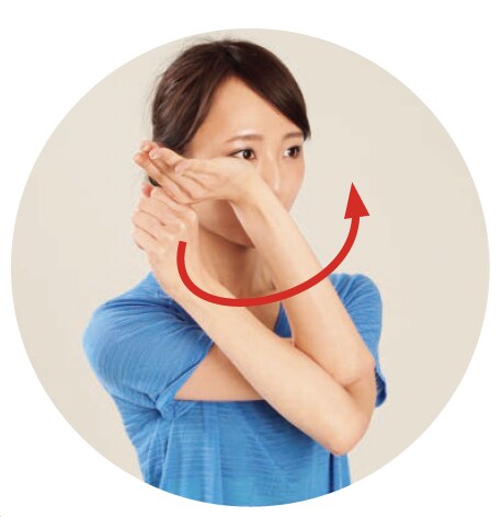 肘クロス まわす・たおす・指反らし ストレッチ体操のやり方 手順2【背骨コンディショニング】