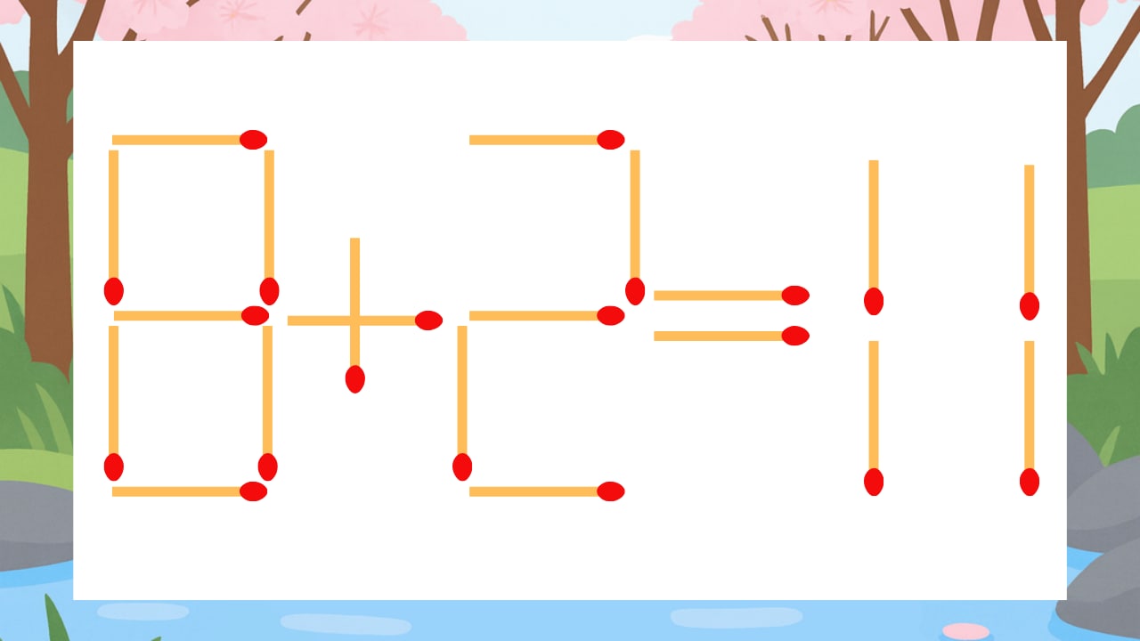 【マッチ棒クイズ】1本だけ動かして正しい式に：8+2=11？の画像