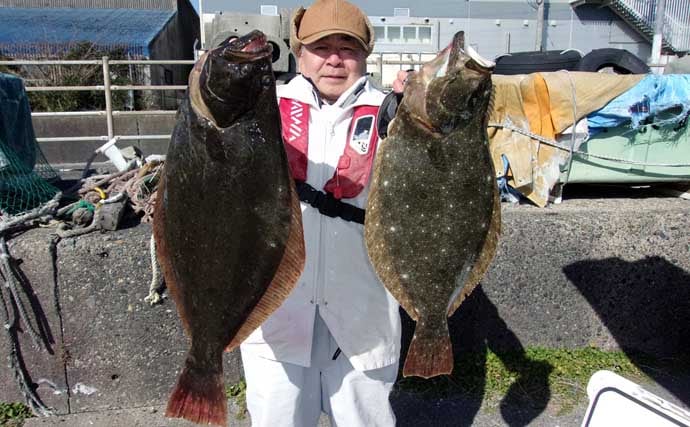 船泳がせ釣りで4kg超大型ヒラメが次々浮上！【千葉・大原】イワシ接岸でチャンス拡大中