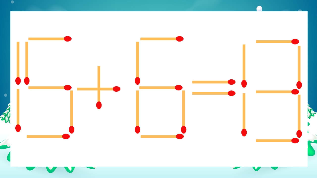 【マッチ棒クイズ】1本だけ動かして正しい式に：15+6=13？