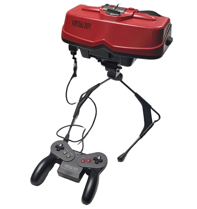 【1995年】（7月21日発売）バーチャルボーイ《国内販売台数》14万台／「3DS」より前に発売された、＂任天堂ハードの黒歴史＂として名高い3Dゲーム機。ゴーグル型の本体をのぞき込んで遊ぶが、その姿勢がキツく、ディスプレーは赤一色で点滅するため目や頭が痛くなる