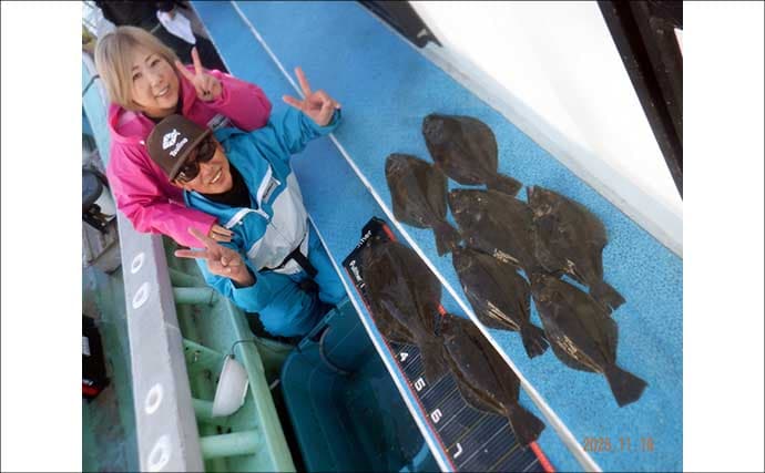 【沖釣り釣果速報】伊良湖沖の泳がせ釣りで57cm頭にヒラメ6匹手中！冬の高級魚が開幕好調（愛知）