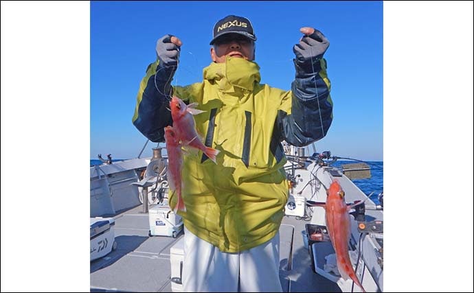 「アカイサキ釣りで連掛け連発！」1人平均30尾にゲスト5kgマダイもキャッチ【福岡・第二大福丸】