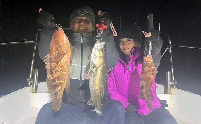 【沖のルアー釣果速報】SLJ＆タイラバ便で多彩な釣果！クエ・サワラ・キジハタ好捕（愛知・静岡）