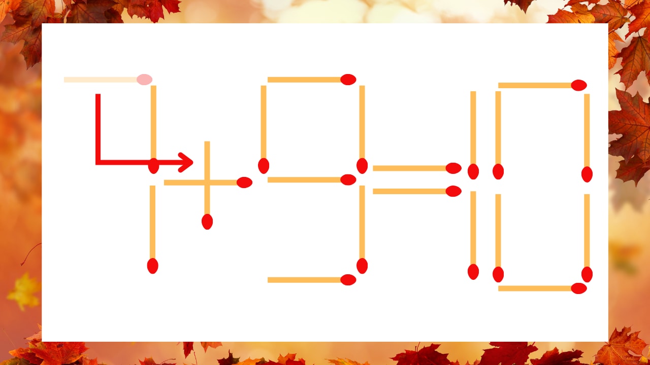【マッチ棒クイズ】1本だけ動かして正しい式に:7-9=10?の正解画像