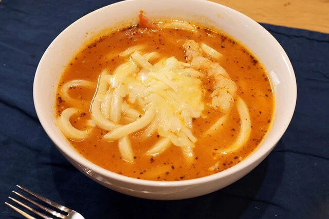 （５）完成！「丸亀製麺のスープパスタ」