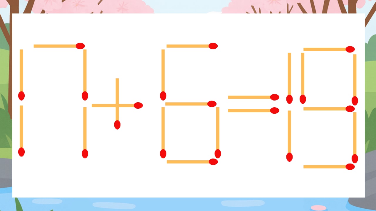 【マッチ棒クイズ】1本だけ動かして正しい式に:17+6=19?の画像