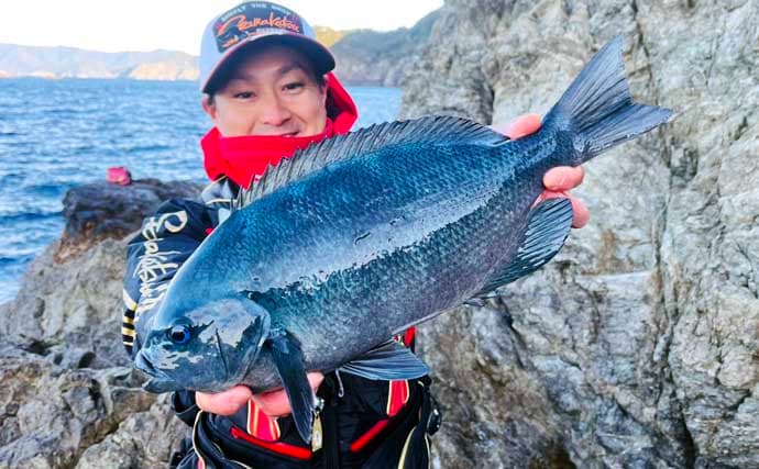 「気温は低いけど心はホカホカ！」 磯フカセ釣りで40cm超え頭に良型クロ連発