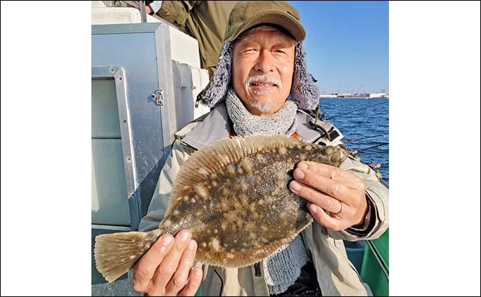 東京湾のマコガレイ釣りで良型浮上！【千葉・林遊船】73cmスズキ乱入の一幕も